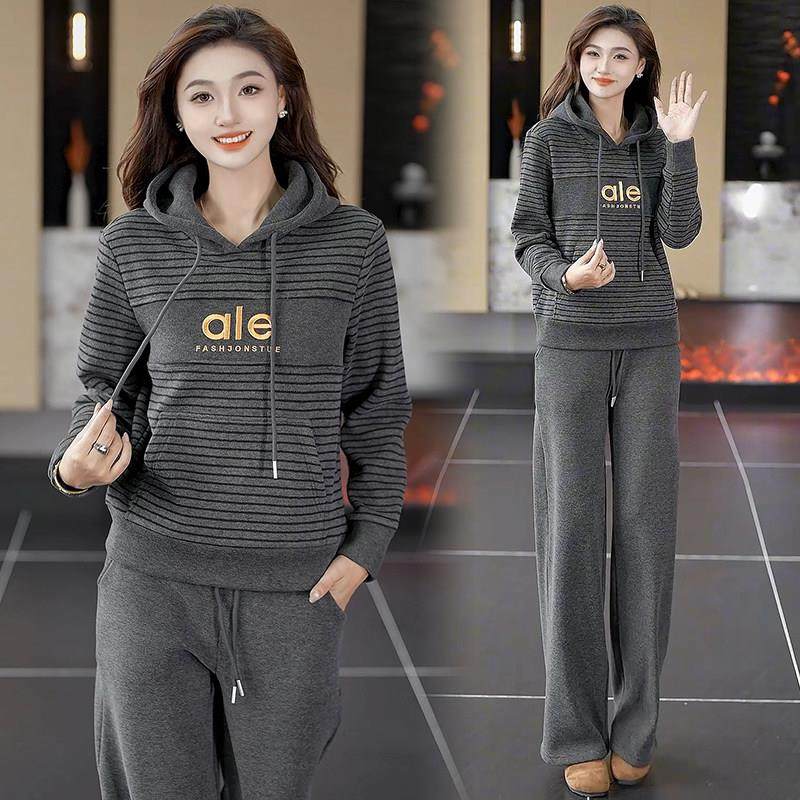 香港代购加绒加厚休闲运动套装女秋冬新款连帽卫衣阔腿裤两件套潮,女装/女士精品,时尚套装,淘宝优惠券,粉丝福利购,淘宝优惠卷