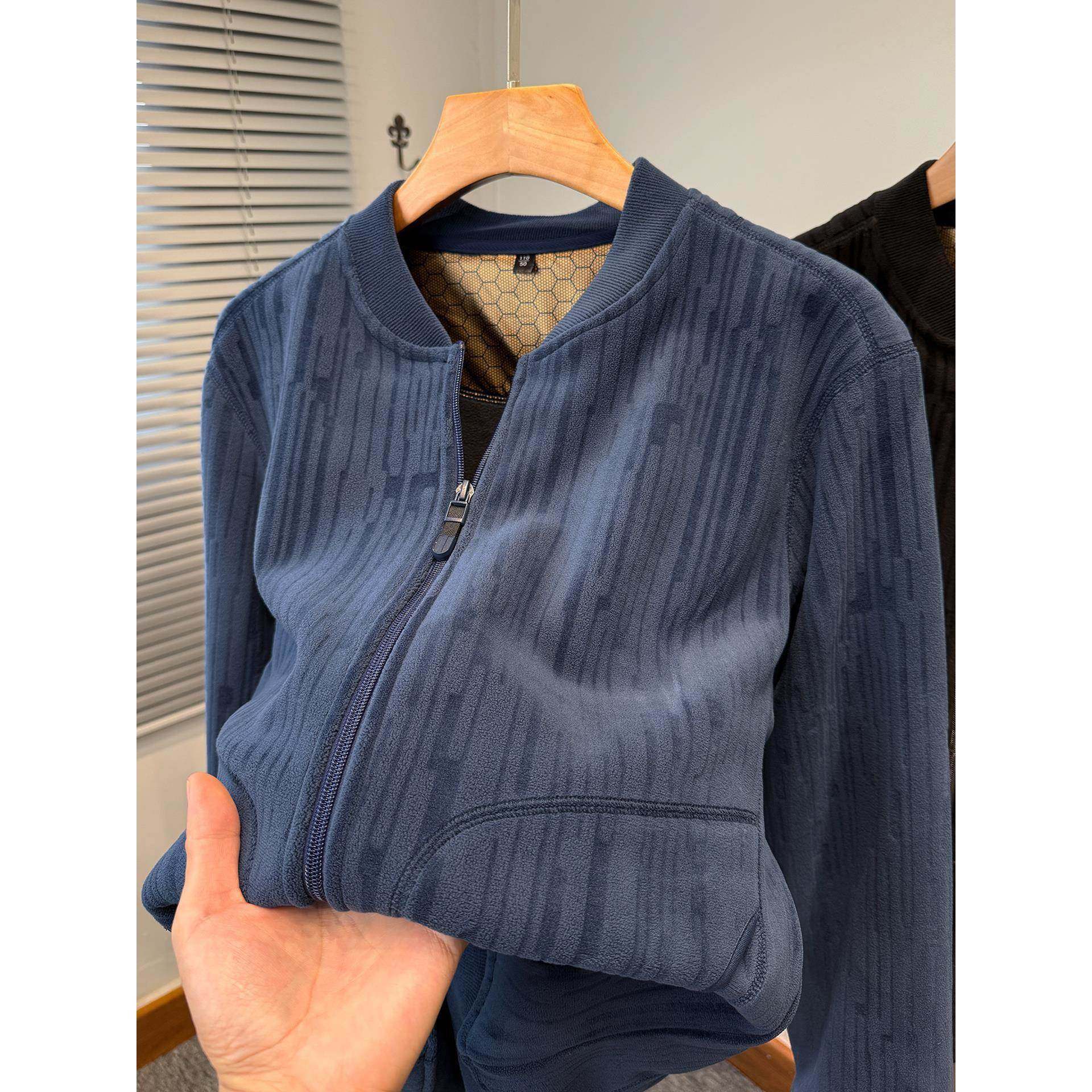 Mostarsea~竖纹提花奥粒绒卫衣秋冬男开衫夹克加绒加厚棒球领外套,男装,大码上装,淘宝优惠券,粉丝福利购,淘宝优惠卷