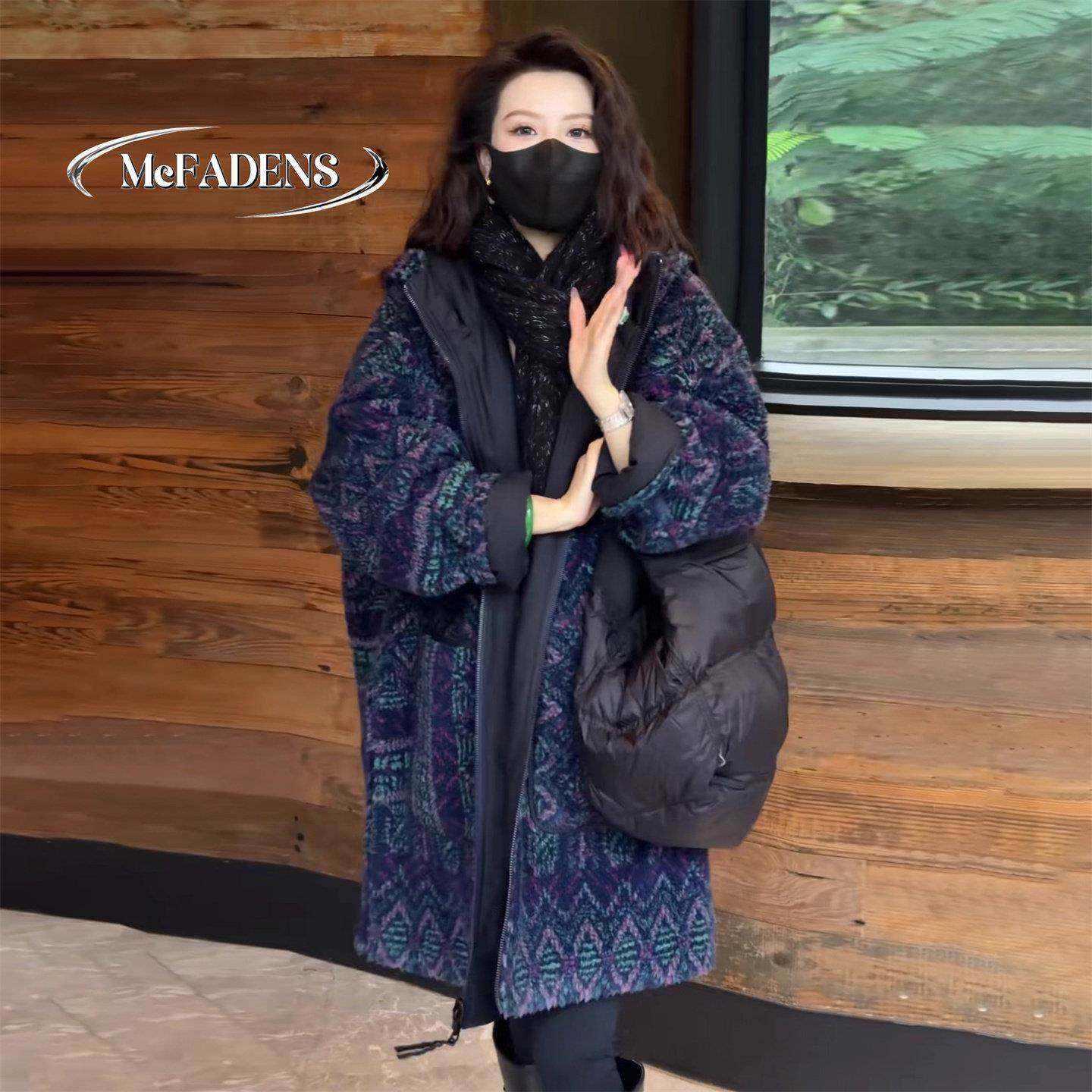 香港复古连帽轻奢洋气棉服女冬季新款宽松保暖厚款双面穿棉衣外套