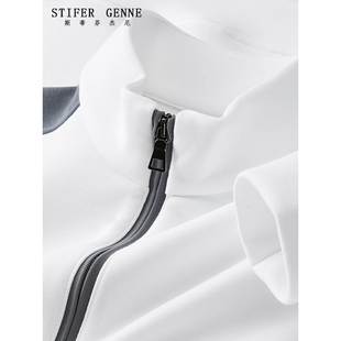 长袖 斯蒂芬立领半拉炼POLO衫 高级感休闲潮流男士 新款 T恤 男春秋季