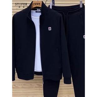 斯蒂芬高端运动服套装男春秋2025新款大码冬季加绒加厚男士两件套