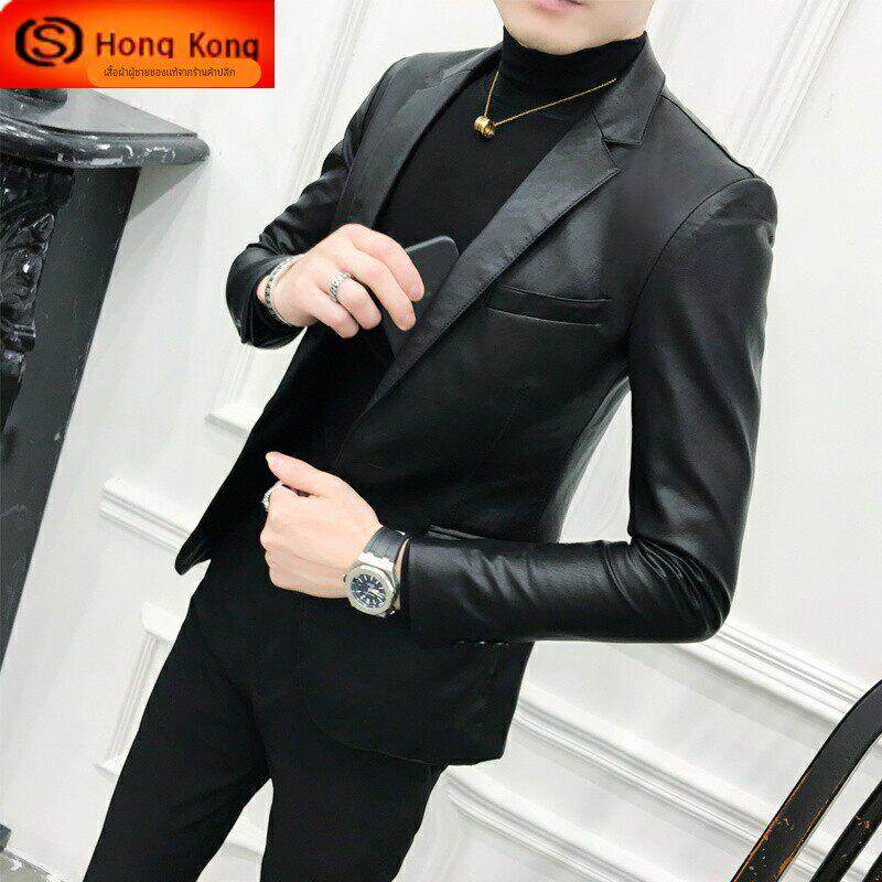 真皮皮衣男春秋冬季2025新款西装领休闲修身高级感皮夹克男士外套
