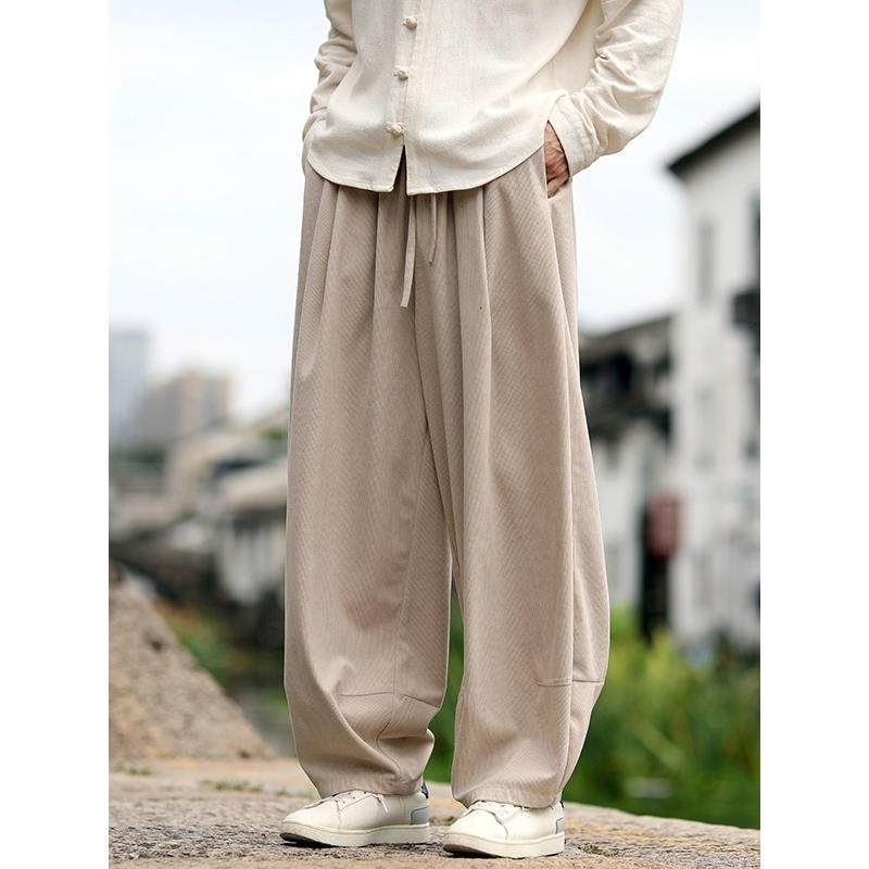 TWG中国风秋季新款萝卜裤男士松大码休闲阔腿裤休闲百搭灯芯绒裤,男装,唐装,淘宝优惠券,粉丝福利购,淘宝优惠卷