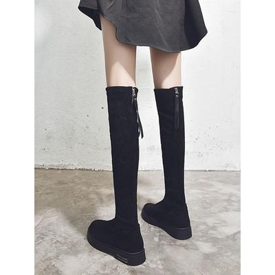 香港网红新款弹力瘦瘦靴女2025年秋冬小个子显瘦长筒靴平底过膝靴