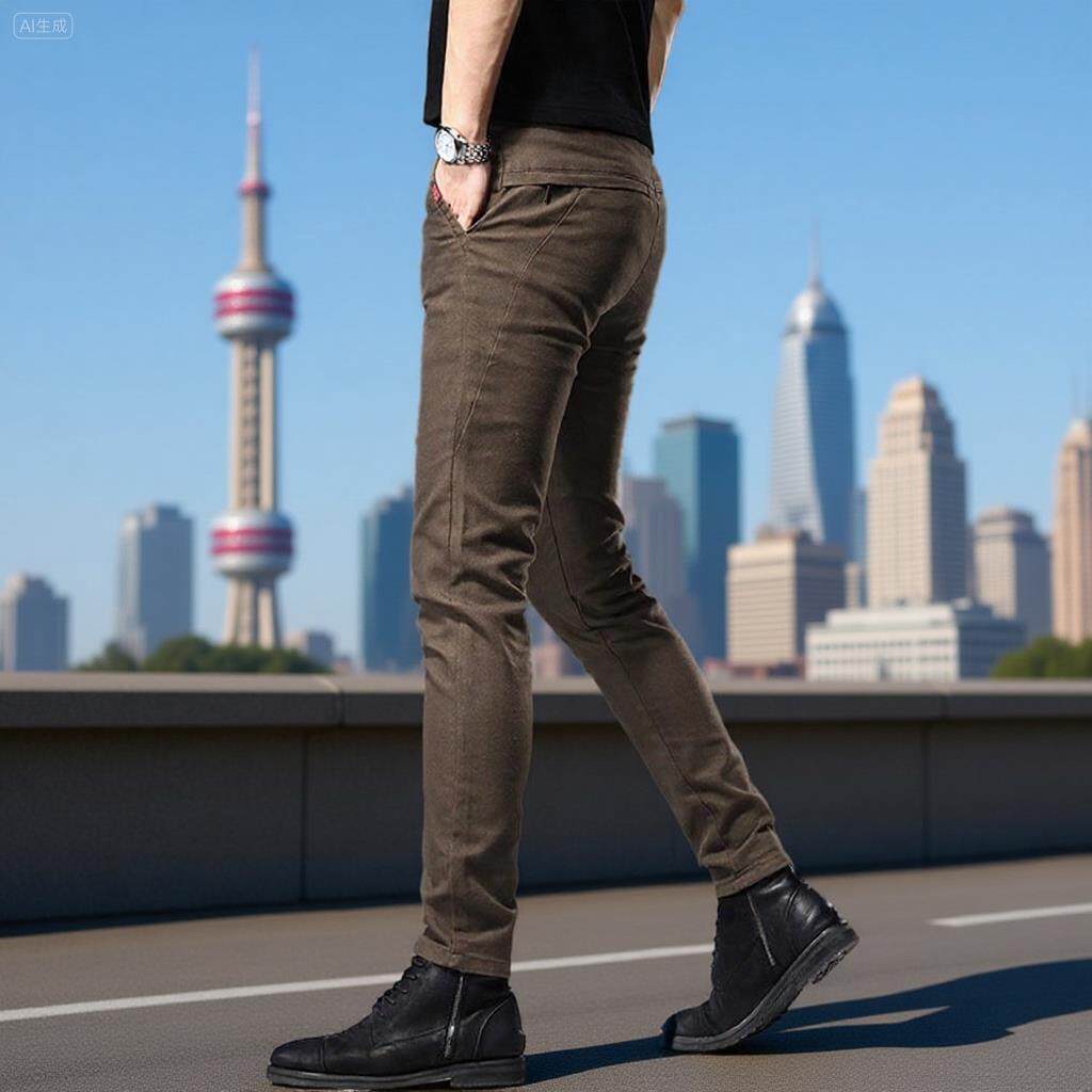 轻高端咖色休闲裤男2025秋季新款长裤弹力牛仔裤男款韩版潮流百搭