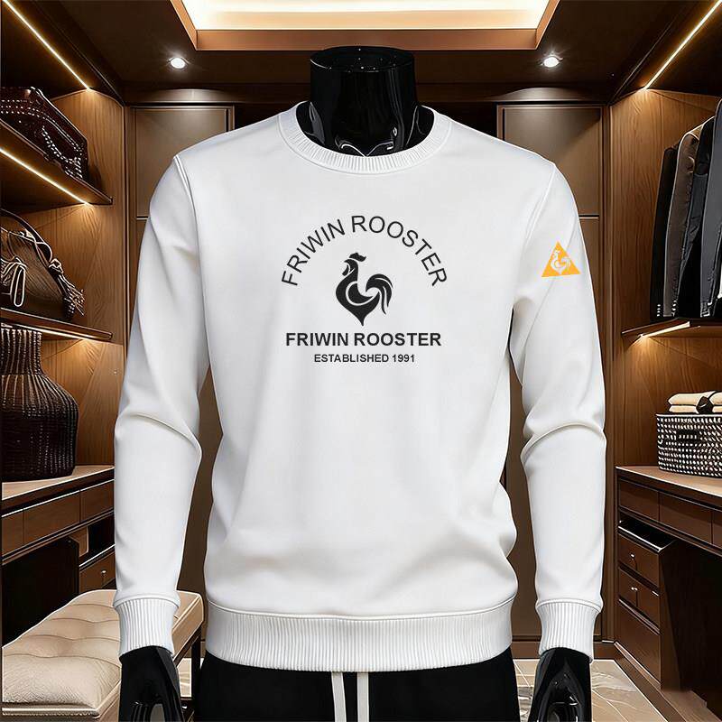 高端简约时尚圆领卫衣男长袖秋冬潮流新款休闲百搭加绒打底衫上衣