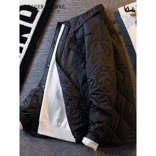 外套 高端潮流休闲痞帅保暖男士 斯蒂芬轻薄菱形格羽绒服男冬季 新款