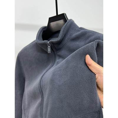 奥粒绒开衫卫衣男秋冬季加厚立领拉炼外套男士保暖纯色摇粒绒夹克