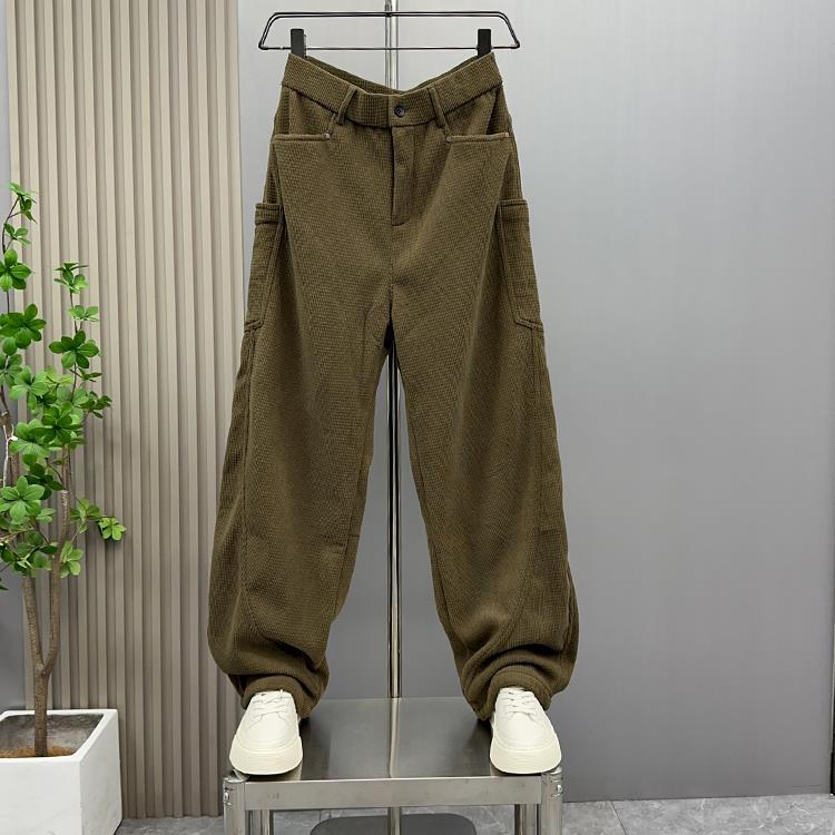 MAROLIO~立体剪裁！美式休闲运动卫裤男秋冬款加绒宽松直筒弯刀裤