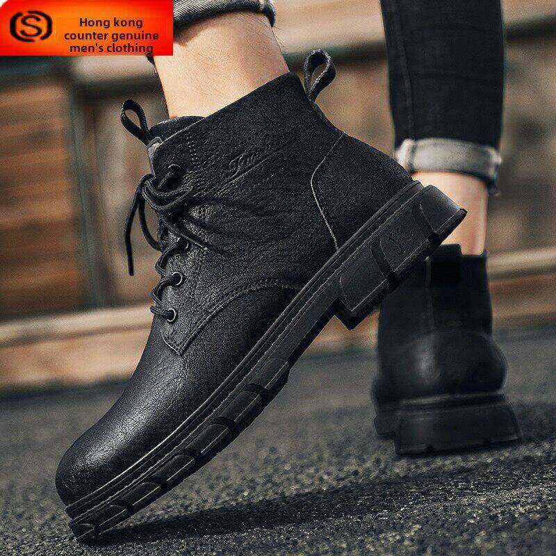 马丁靴男春秋季2025新款高帮英伦风真皮中帮皮鞋短靴工装男士靴子