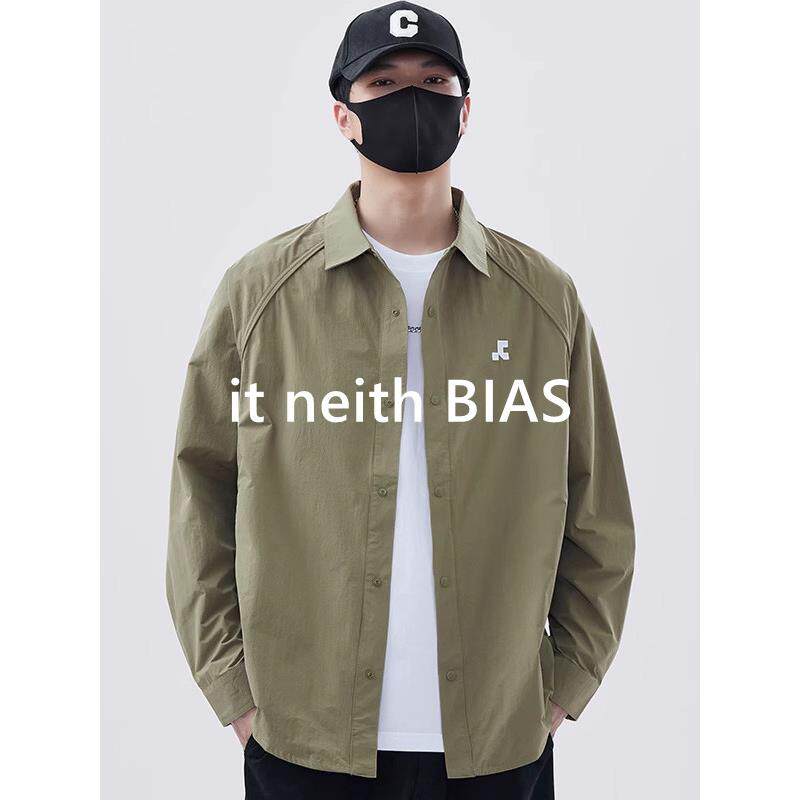 it neith BIAS长袖衬衫男春秋2025新款宽松休闲大码衬衣薄款外套