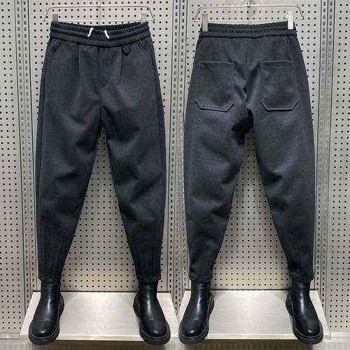 Mostarsea~质感爆棚！男士百搭毛呢束脚休闲裤秋冬新款宽松哈伦裤