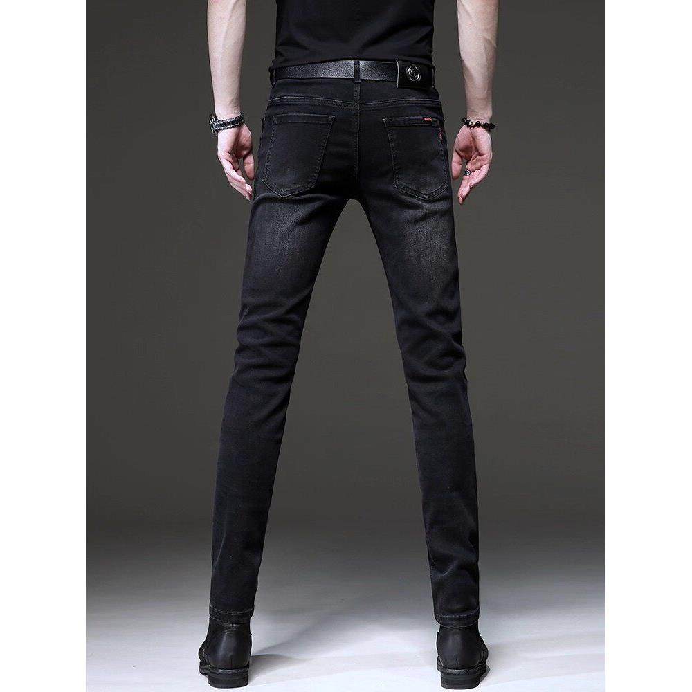 高端秋冬加绒覆古黑色牛仔裤男潮牌修身弹力小脚裤潮流休闲长裤男,男装,牛仔裤,淘宝优惠券,粉丝福利购,淘宝优惠卷