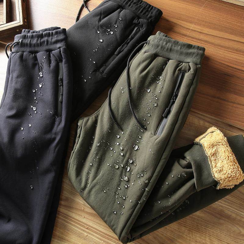 一条过冬！男士加绒长裤冬季防风羊羔绒卫裤束脚加厚运动休闲棉裤