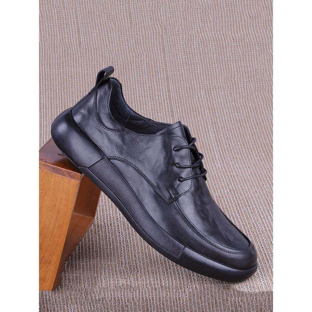 高端时尚男鞋真皮手抓纹全黑软底秋冬新款厚底系带休闲百搭皮鞋,流行男鞋,休闲皮鞋,淘宝优惠券,粉丝福利购,淘宝优惠卷