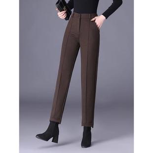 老爹萝卜裤 高腰显瘦小个子直筒西装 女2025春秋新款 咖色毛呢哈伦裤
