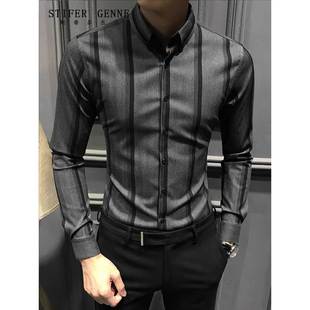 高端商务休闲无痕免烫男士 斯蒂芬竖条纹衬衫 新款 春秋季 衬衣 男长袖