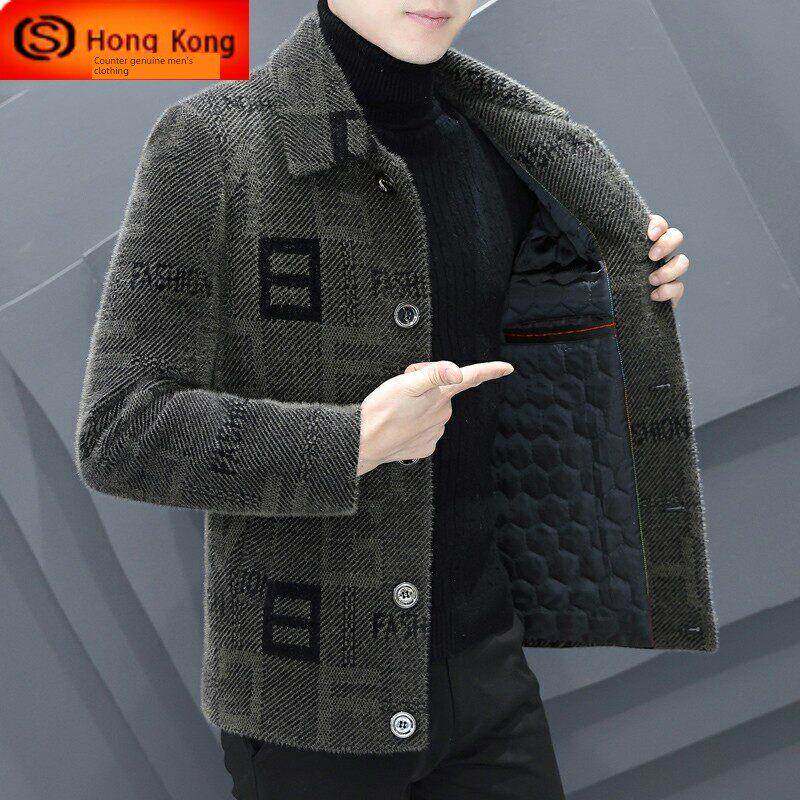 羊绒大衣男款秋冬季短款加绒加厚西装中长款高端男士羊毛呢子外套