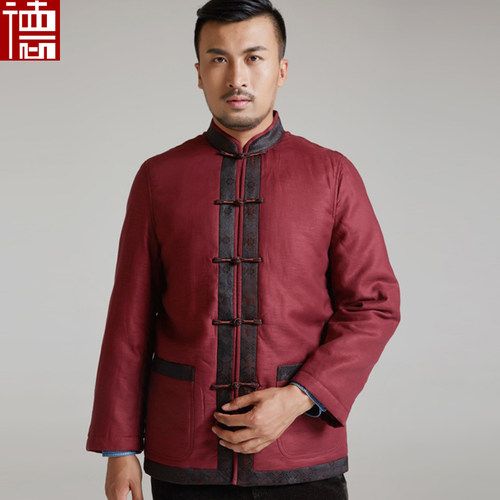 鸿景。唐装男外套冬季棉服中国风男装棉袄 过寿生日元旦新年冬装