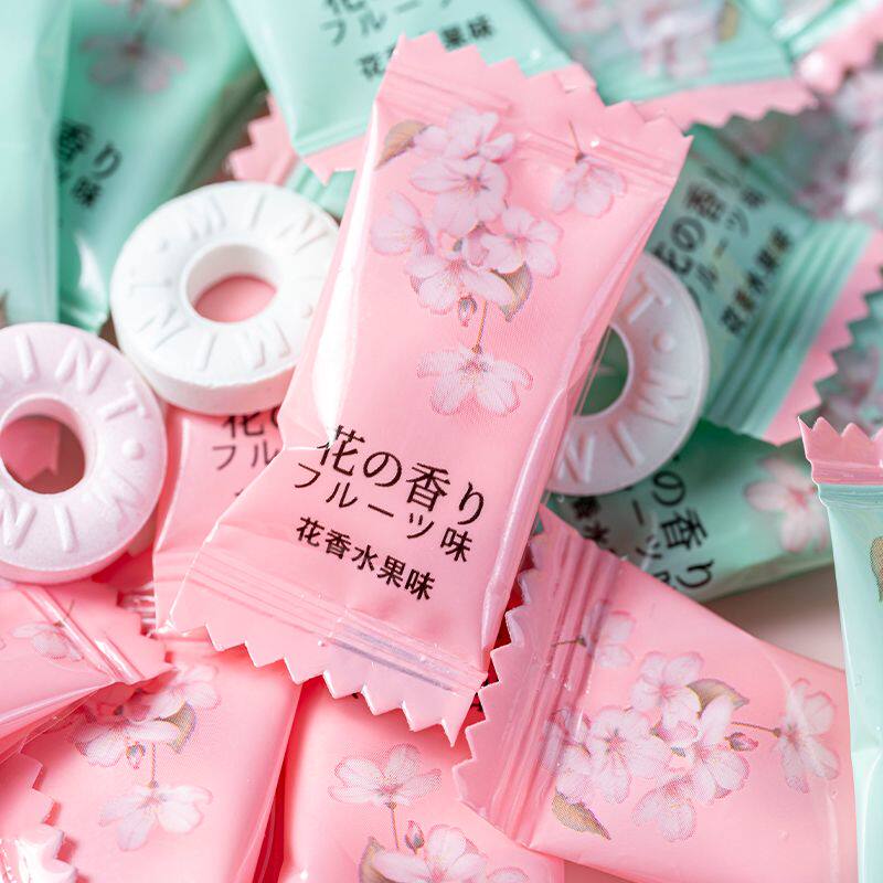 网红接吻糖无糖水果味薄荷糖小清新体香糖果餐饮火锅店招待糖