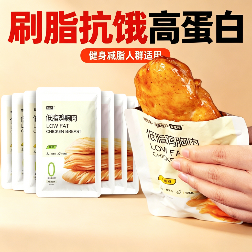 鸡胸肉减脂减餐肥0低脂肪开袋即食宿舍轻速食主食鸡排解馋小零食无糖食品网红方便代餐旅行学生无添加干燥几专用出游健身休闲便携