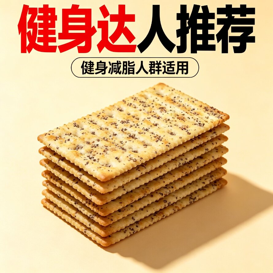 苏打饼干无糖低脂减解馋肥小零食便携粗粮女士黑松露火腿主食低热量咸味专用低卡早餐海盐治胃酸代餐饱腹夜宵0卡追剧独立包装抗饿
