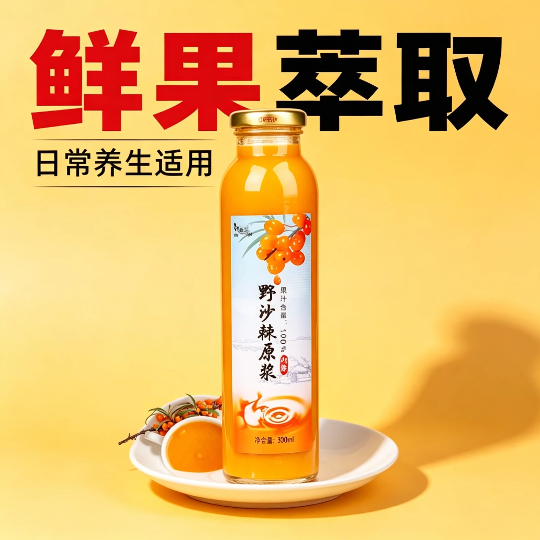减脂可以喝的饮料沙棘果纯原浆正品促消化低脂提高代谢老少皆宜含果油低负担低卡大餐救星内蒙鲜果生榨膳食纤维滋补品办公室休闲