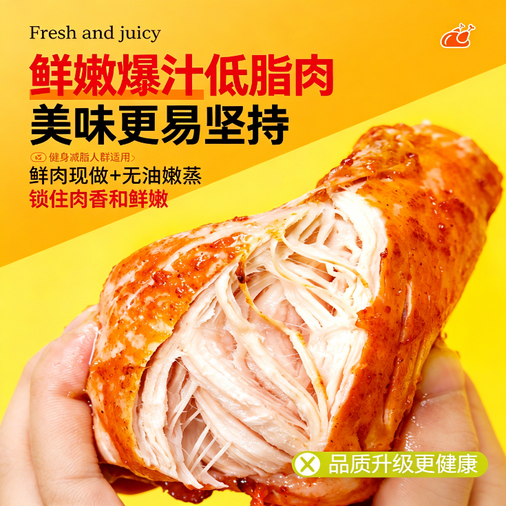 鸡胸肉减脂减餐肥0低脂肪开袋即食居家主食专用脱脂早餐抗饿学生饱腹解馋小零食网红方便自律无添加干燥几健身代餐0热量女士旅行