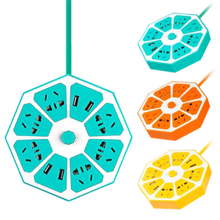 多用插线板家用创意带长线拖线板多接口充电usb插座学生宿舍多孔电插板可贴墙排插安全圆形插排多功能接线板