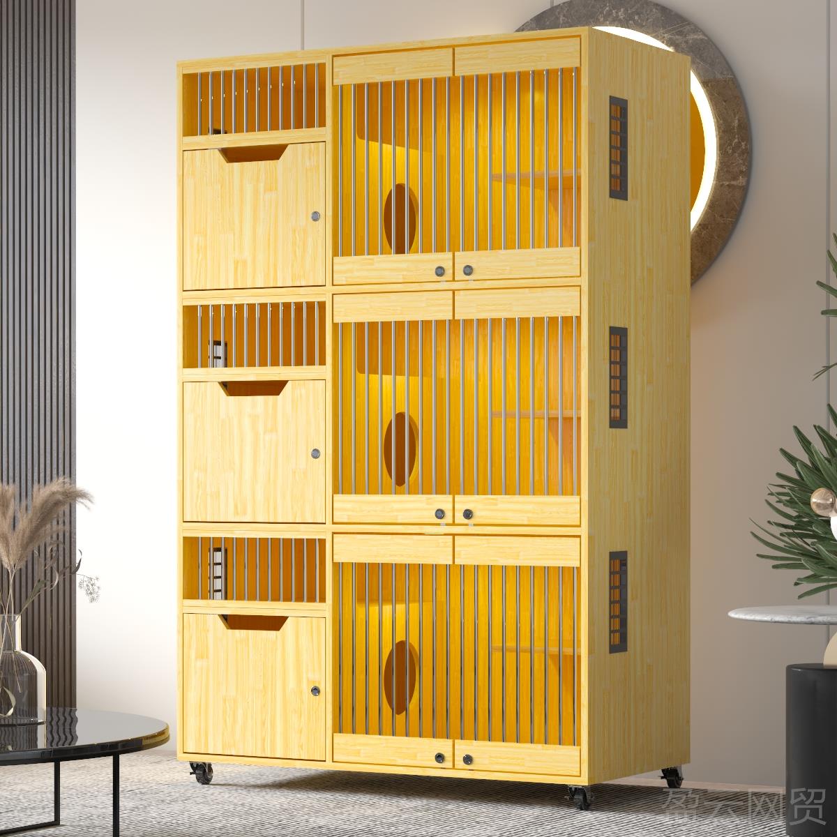 正品展猫笼别墅猫柜实木屋猫咪示柜猫繁殖子笼寄养笼三层猫窝猫舍