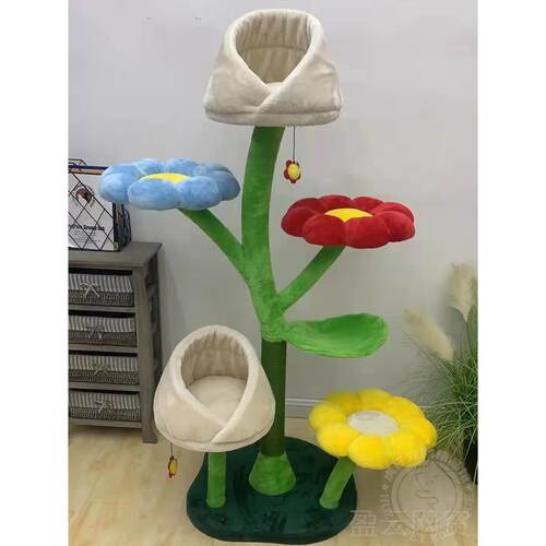 正品catry凯瑞爬跳猫架花朵猫架中型大型猫台窝一猫体剑麻磨爪猫