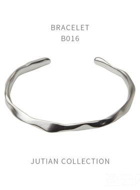 正品UTIAN手镯女纯简银ins年轻款约不规则设计哑光百搭潮银手饰J