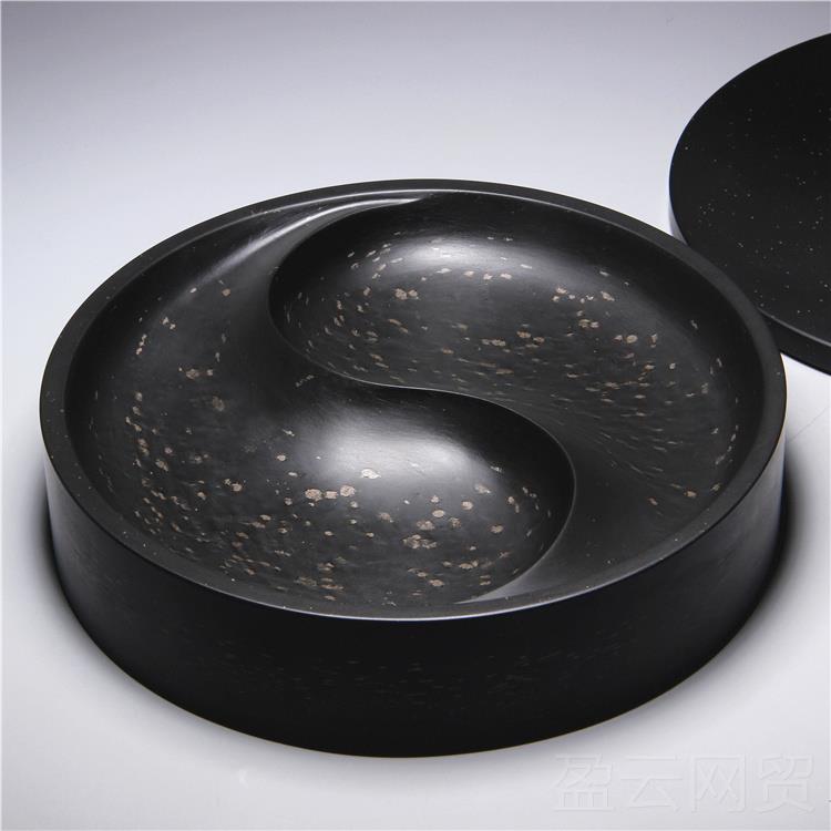 正品國非遺正號(hào)宗金星硯歙帶蓋大太極硯兼硯臺(tái)歙硯墨海家文房四寶