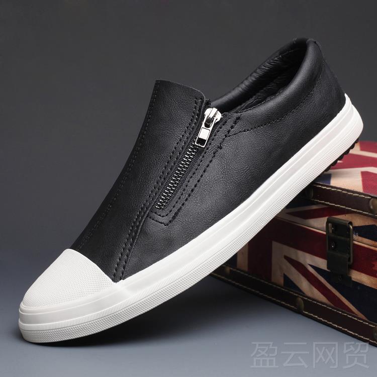 正品202新款男4鞋潮鞋冬季休闲皮鞋韩子版潮流板鞋脚懒人一蹬百搭