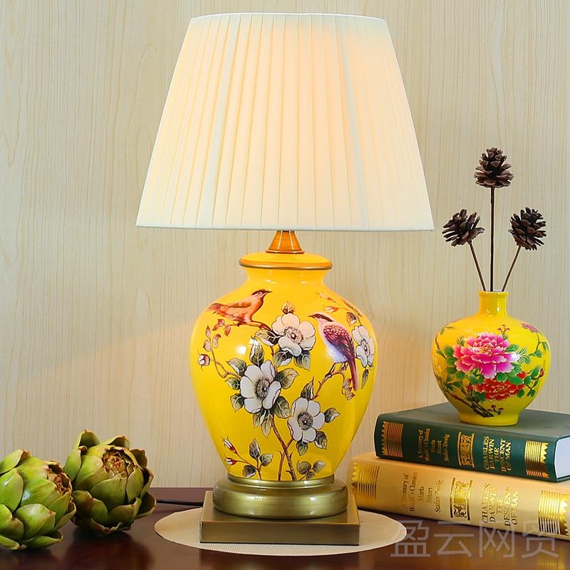 正品卧室床头青花瓷陶瓷台灯美新中式欧式遥式乡村客厅书房控光台
