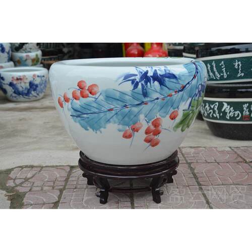 正品鱼缸缸水族箱景德镇陶瓷鱼缸特大创意鱼金艺术号生态花盆乌龟