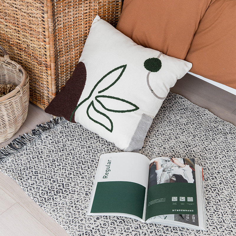 北欧簇绒抱枕套沙发棉抱枕客厅现代简约床头靠枕45x45微瑕清仓