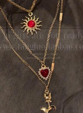 楼兰少女~一条多层项炼金色叠戴项炼高级感毛衣炼长款波西米亚风