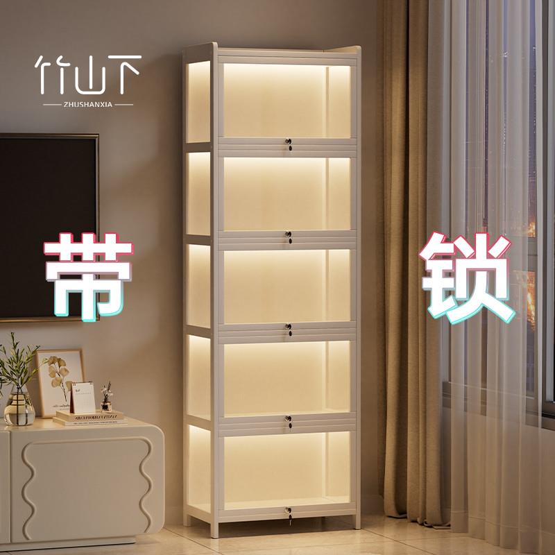手办展示柜带灯透明亚克力收纳柜展示盒痛柜玩具玩偶摆件展示架