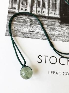 天然绿幽灵转运珠吊坠项链锁骨链招财简约款男女情侣水晶饰品礼物