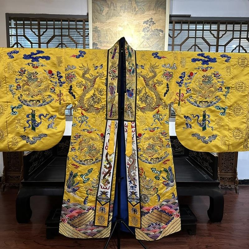 道士服贡缎九龙小袖法衣黄色道家高功法衣降衣道袍多色可选