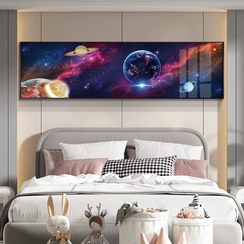 炫酷宇宙太空星球装饰画主题酒店