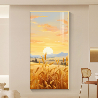 黄金麦穗客厅玄关挂画现代简约入户正对门过道装饰画日出东方壁画