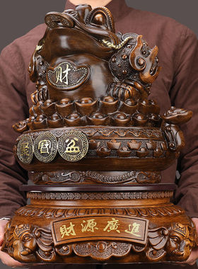 甜奈装饰摆件招财绒沙金蟾摆件三足蟾蜍聚宝金蝉办公室店铺装饰品