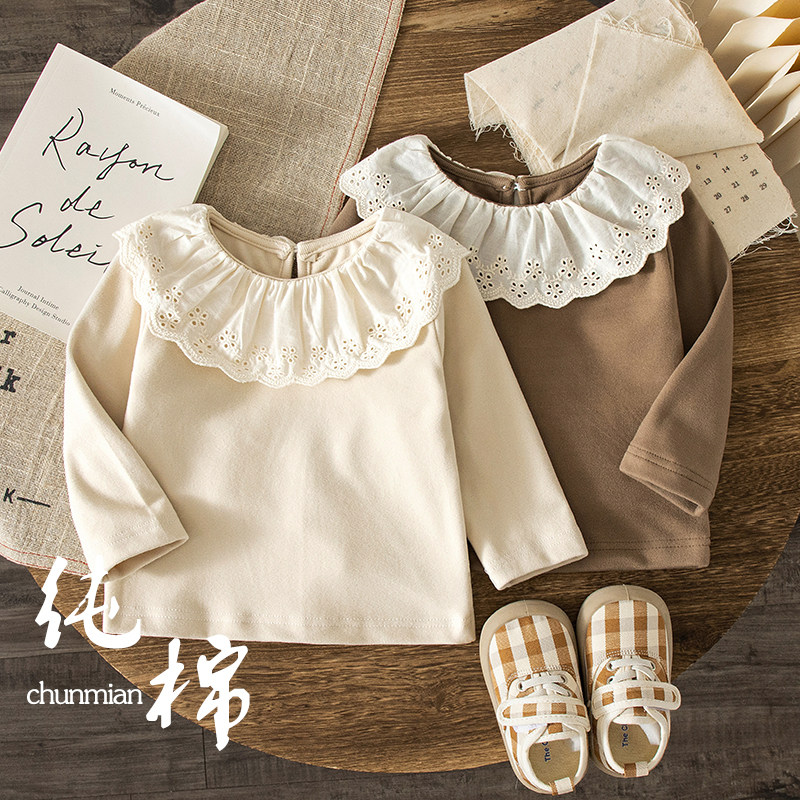 女童加绒打底衫秋冬季2025新款女孩好看蕾丝纯色内搭儿童纯棉上衣,童装/婴儿装/亲子装,T恤,淘宝优惠券,粉丝福利购,淘宝优惠卷