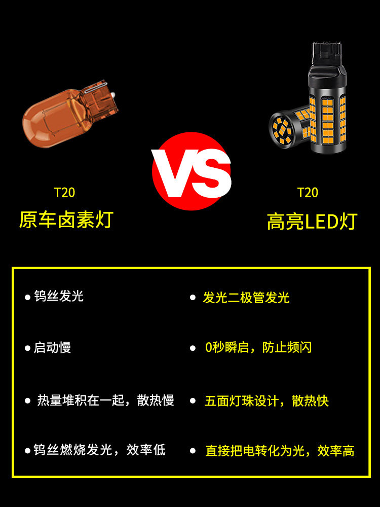 안티 플래시 LED 방향 지시등 자동차 수정 방향등 1156 T20 이중 플래시 라이트 PY21W 비뚤어진 발 노란색 전구