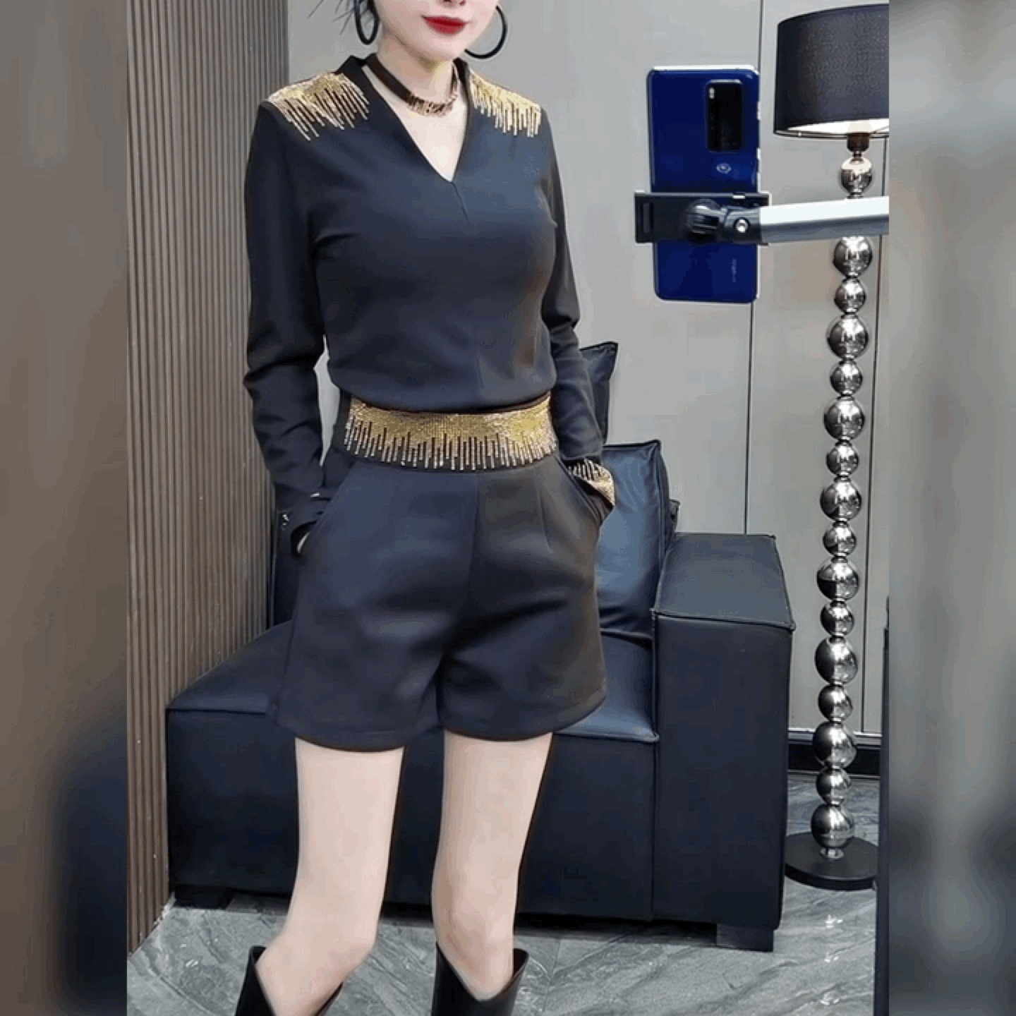 修身套装T恤打底衫两件套潮