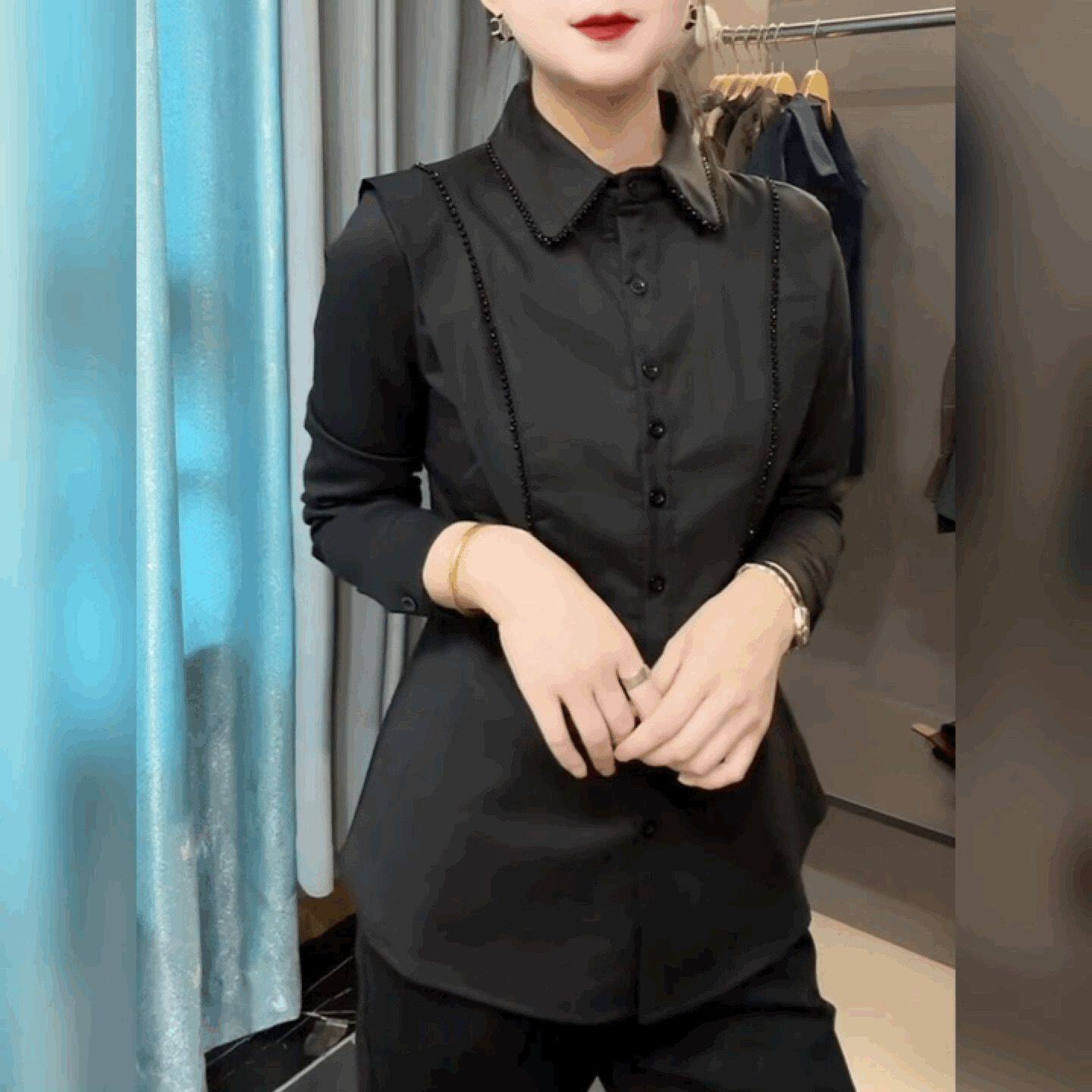 修身显瘦设计感钉珠上衣打底衫