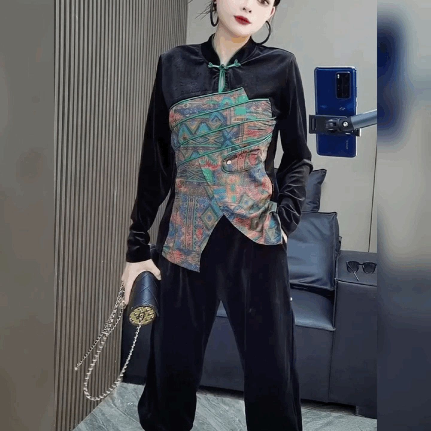 设计感时尚复古中国风长袖上衣