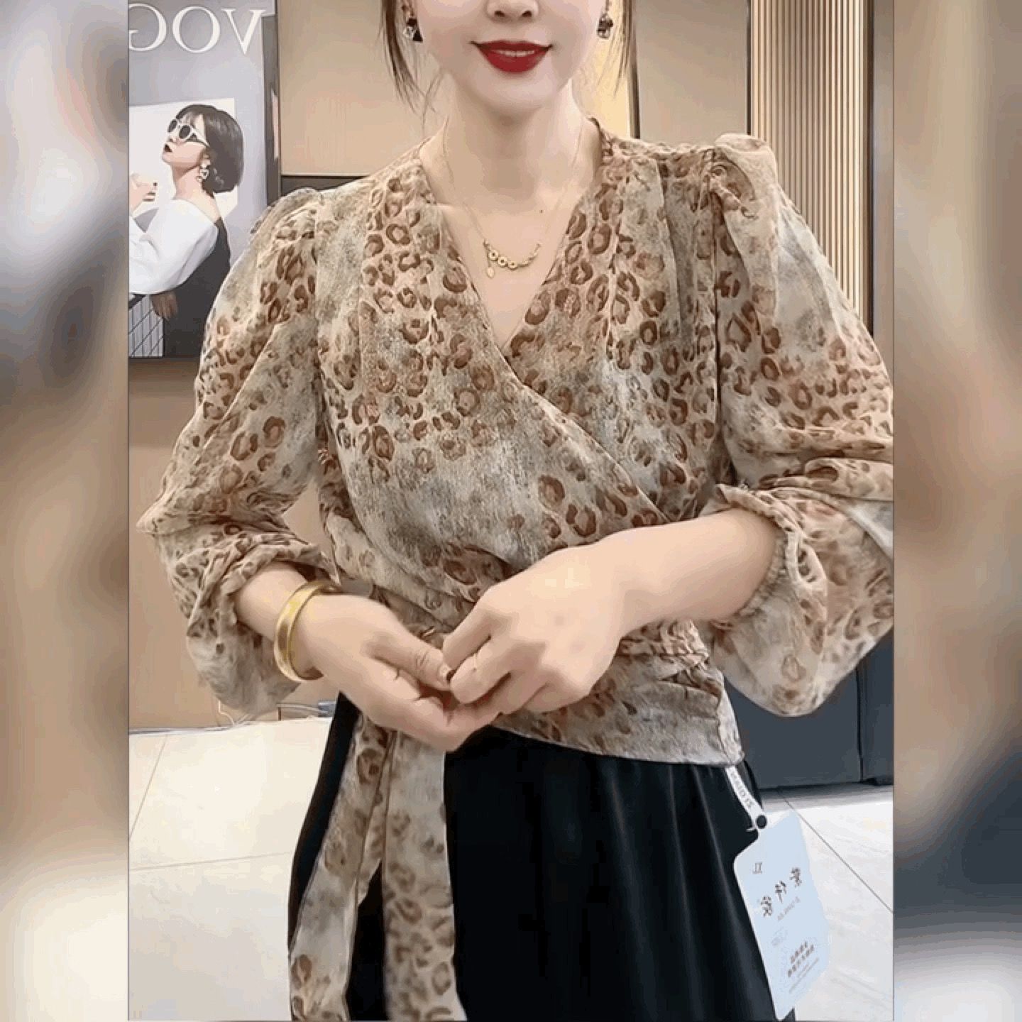 灯笼袖法式薄款一片式系带罩衫潮图片